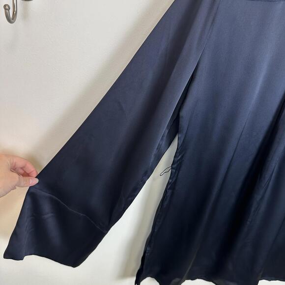 Banana Republic Navy Long Sleeve Tie Waist Button Down Blouse Tunic Top Medium T - Picture 4 of 7